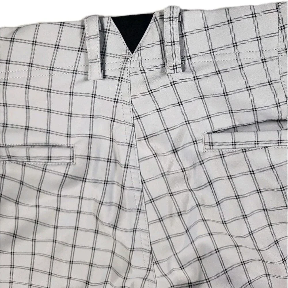 Nike Golf Men's Dri-FIT Wolf Grey Windowpane Plaid Flat Front Chino Shorts